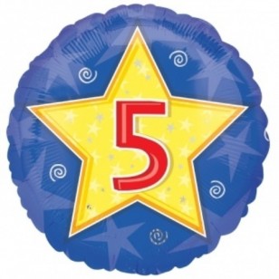 Blue Star Age 5 Birthday Balloon
